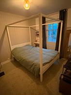 Hemelbed 140x200, Huis en Inrichting, Slaapkamer | Bedden, Ophalen, Wit, Tweepersoons, 140 cm