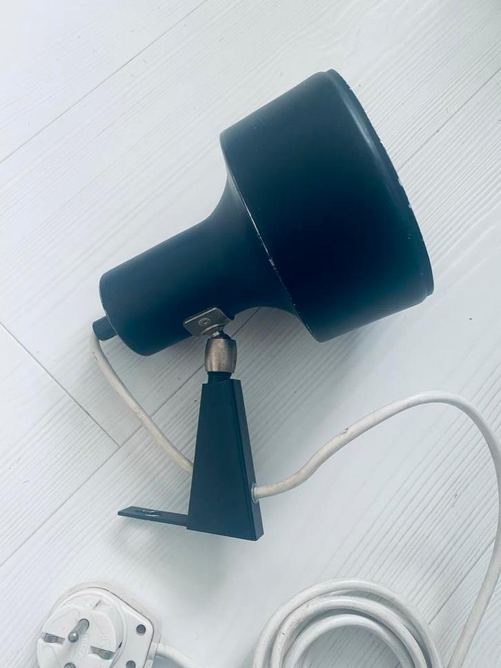 Vintage Anvia Wandlampje Zwart - 70s Design, Huis en Inrichting, Lampen | Wandlampen, Gebruikt, Metaal, Ophalen of Verzenden