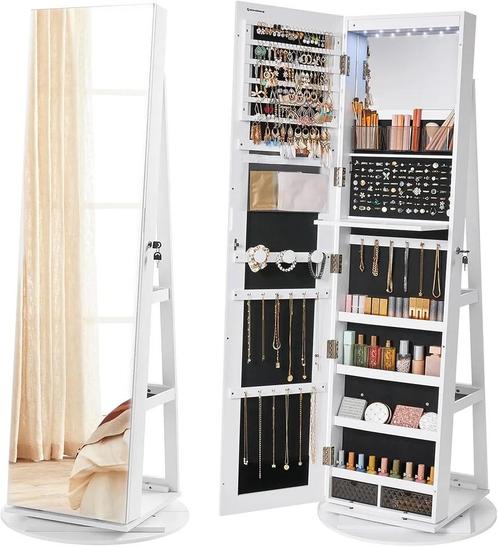 SONGMICS Sieradenkast met spiegel, Huis en Inrichting, Woonaccessoires | Spiegels, Nieuw, Minder dan 50 cm, 150 tot 200 cm, Rechthoekig
