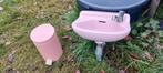 Wastafeltje (oud roze) voor toilet en roze pedaalemmertje, Ophalen, Minder dan 50 cm, Gebruikt, Minder dan 25 cm