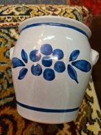 Vintage Keramieken potje met Blauwe Decoratie, Huis en Inrichting, Gebruikt, Porselein of Keramiek, Schaal, Rond