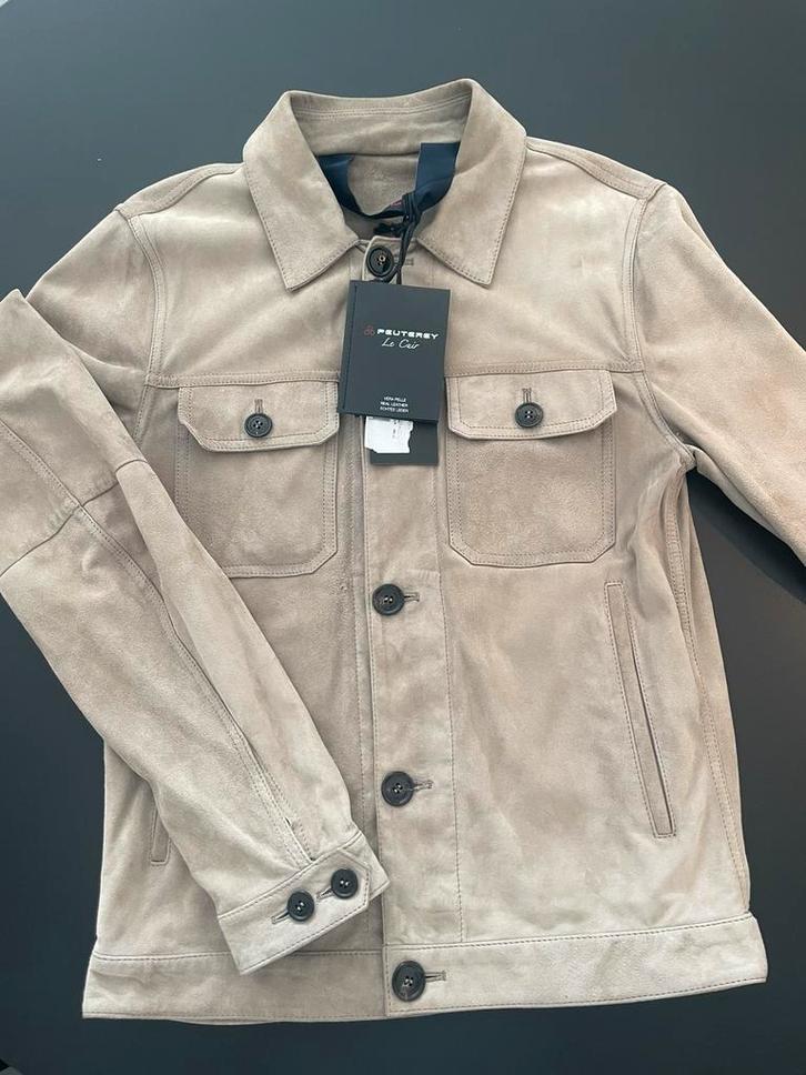 Nieuwe Peuterey suede leren jack, maat XS, Kleding | Heren, Jassen | Zomer, Zo goed als nieuw, Maat 46 (S) of kleiner, Bruin, Ophalen of Verzenden
