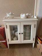 Witte Buffetkast/Theekast met Glas, Ophalen, Gebruikt, 100 tot 150 cm, 50 tot 100 cm