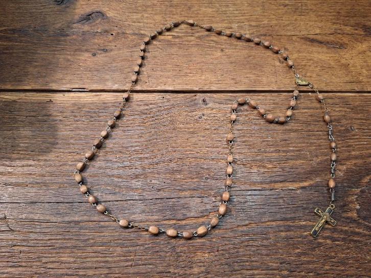 oude bruine houten paternoster, begin 1900, Antiek en Kunst, Curiosa en Brocante, Ophalen of Verzenden