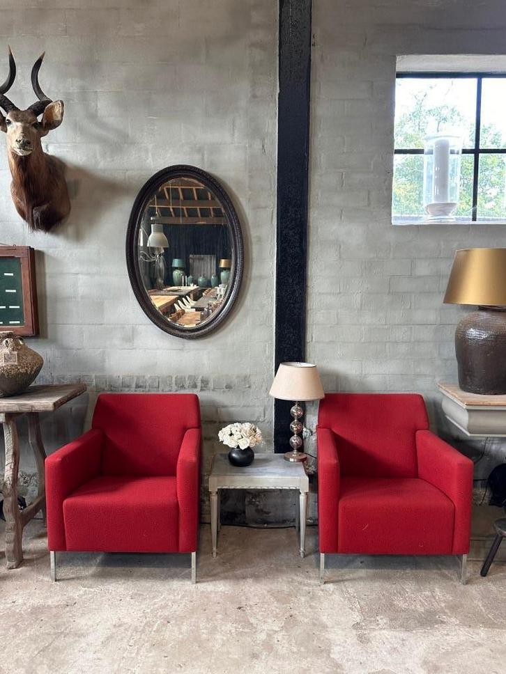 2 Morso Steel fauteuils ontworpen door Enrico Franzolini, Huis en Inrichting, Fauteuils, Zo goed als nieuw, Metaal, Stof, 50 tot 75 cm