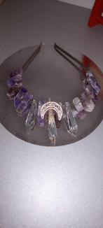 Bijzondere ketting, kristallen pegels, ruwe Amethist kralen, Ophalen of Verzenden, Mineraal