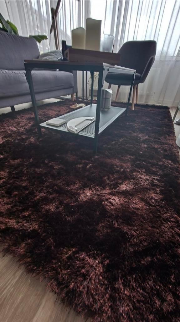 Mocca Shaggy Tapijt + 2x loper, Huis en Inrichting, Stoffering | Tapijten en Kleden, Zo goed als nieuw, 50 tot 100 cm, 100 tot 150 cm
