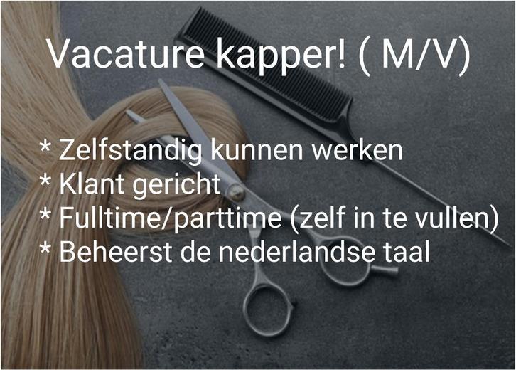 Vacature kapper kapster, Vacatures, Vacatures | Uiterlijke verzorging, MBO, Vanaf 1 jaar, Overige vormen, Overige uren