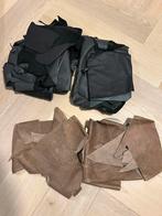 Restlappen en lapjes meubelleer in zwart, bruin en wit, Leer of Kunstleer, Ophalen of Verzenden, Zo goed als nieuw, 30 tot 120 cm
