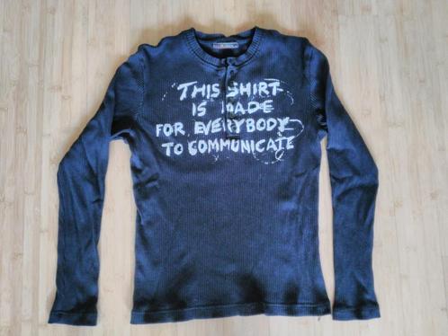 Zwarte longsleeve met knoopsluiting (Key Largo), Kinderen en Baby's, Kinderkleding | Maat 158, Zo goed als nieuw, Jongen of Meisje