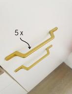 5 metalen goudkleurige handgrepen 128mm, Ophalen of Verzenden, Nieuw, 100 tot 250 mm, Overige typen
