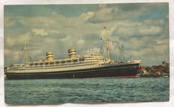 S.S. Nieuw Amsterdam Holland America Line met sleepboot, Verzamelen, Ansichtkaarten | Themakaarten, Ongelopen, Voertuig, Ophalen of Verzenden