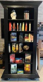 Gerestylde zwart eiken boekenkast., Ophalen, Met plank(en), 100 tot 150 cm, Eikenhout