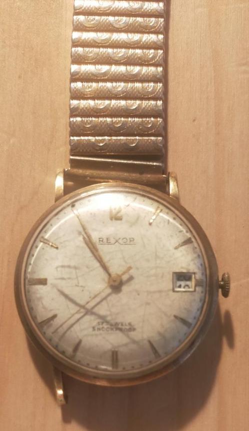 Rexor horloge vintage 14 krt., Sieraden, Tassen en Uiterlijk, Horloges | Heren, Gebruikt, Polshorloge, Overige merken, Goud, Staal