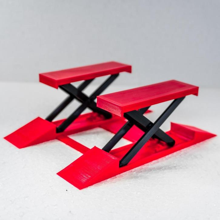 1:18 miniatuur poetsbrug hefbrug autobrug rood-zwart diorama, Hobby en Vrije tijd, Modelauto's | 1:18, Nieuw, Auto, Overige merken