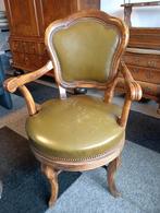 Groene Lederen Draaibare Bureau Stoel, Antiek en Kunst, Ophalen