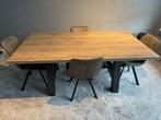 Eettafel, salontafel en 4 stoelen, Huis en Inrichting, Tafels | Eettafels, Gebruikt, 100 tot 150 cm, Eikenhout, Ophalen of Verzenden