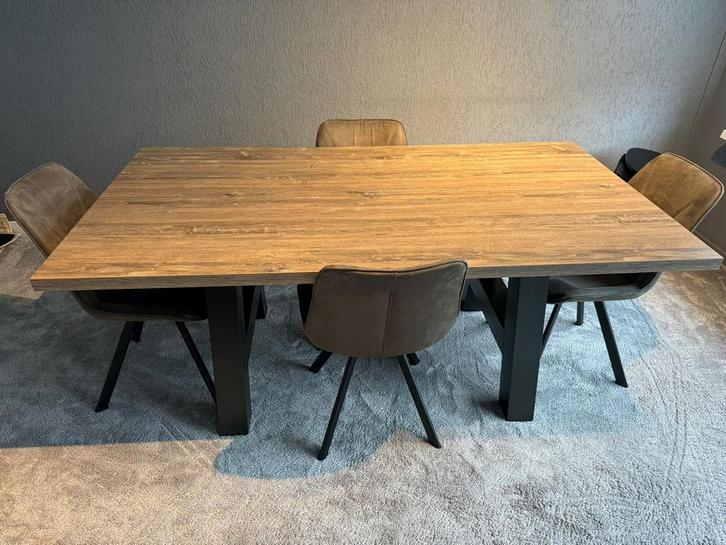 Eettafel, salontafel en 4 stoelen, Huis en Inrichting, Tafels | Eettafels, Gebruikt, 100 tot 150 cm, 150 tot 200 cm, Vier personen