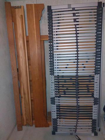 Eiken Ledikant XXL 160x220 + Verstelbare Lattenbodems beschikbaar voor biedingen