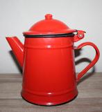 Vintage theepot / koffiekan  emaille rood - Descoware, Ophalen of Verzenden