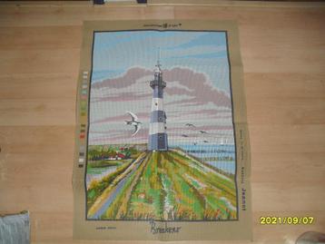 NIEUW Voorbedrukt stramien Breskens, vuurtoren. Heb ook DMC beschikbaar voor biedingen