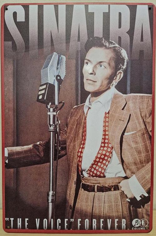 Frank Sinatra the voice forever metalen reclamebord wandbord, Verzamelen, Muziek, Artiesten en Beroemdheden, Nieuw, Foto of Kaart