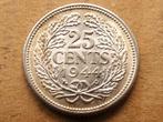 Wilhelmina 25 cent zilver 1944EP prachtig + (5817, Zilver, 25 cent, Ophalen of Verzenden, Koningin Wilhelmina