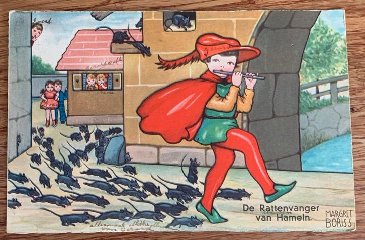 Oude Ansichtkaart sprookje Rattenvanger van Hamelen, Verzamelen, Ansichtkaarten | Themakaarten, Gelopen, 1920 tot 1940, Ophalen of Verzenden