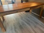 Massief teak eettafel (incl. 6 Loom Furniture stoelen), Huis en Inrichting, Tafels | Eettafels, Ophalen, Teakhout, 200 cm of meer