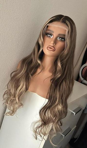 Balayage asbruin haarwerk lace wig pruik echt haar haarstuk beschikbaar voor biedingen