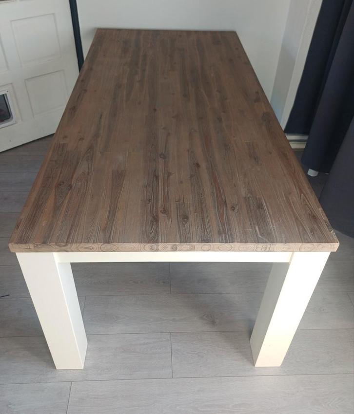 Lizzano Eettafel - Acacia blad, witte poten, Huis en Inrichting, Tafels | Eettafels, Nieuw, 50 tot 100 cm, 150 tot 200 cm, Vijf personen of meer