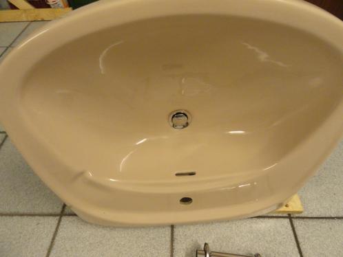 wastafel + planchet + spiegel, Doe-het-zelf en Verbouw, Sanitair, Gebruikt, Wastafel, Chroom, Glas, Steen, Ophalen