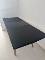 Zwarte glas eettafel, Huis en Inrichting, Tafels | Eettafels, Glas, Vijf personen of meer, Rechthoekig, 50 tot 100 cm