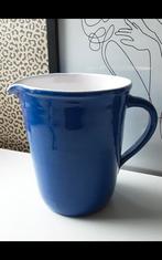 Vintage saffier blauw kan schenkkan melkkan jug strak liter, Gebruikt, Keramiek, Overige typen, Ophalen of Verzenden
