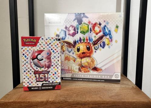 Pokémon Prismatic Evolutions ETB + 151 Booster Bundle Combi, Hobby en Vrije tijd, Verzamelkaartspellen | Pokémon, Nieuw, Boosterbox