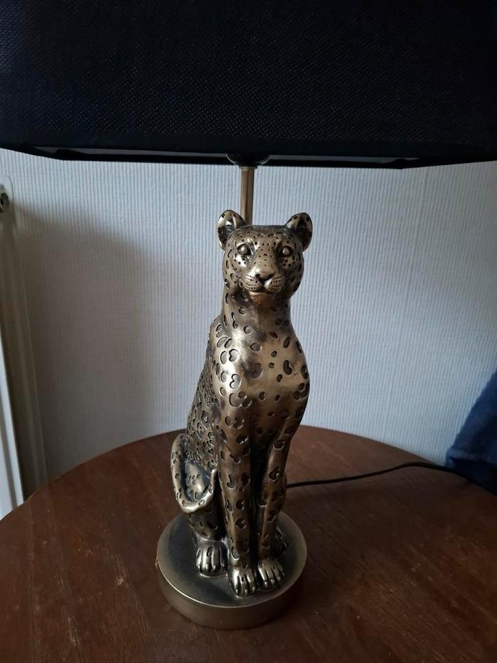 Panter Tafellamp met Zwarte Kap - 40cm, Antiek en Kunst, Antiek | Lampen, Ophalen
