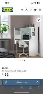 Ikea MICKE Hoekbureau, wit, 100x142 cm, Huis en Inrichting, Slaapkamer | Stapelbedden en Hoogslapers, Ophalen, Tweepersoons, Zo goed als nieuw