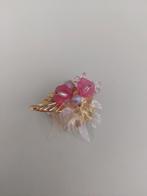 Broche met Roze Bloemen, Overige materialen, Met kristal, Verzenden, Minder dan 4 cm