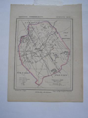 Kuyper landkaartje rond 1866 gemeente Best (NBr) veel detail