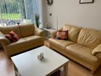 Twee mooie leren banken / bankstel ZGAN, Huis en Inrichting, Ophalen, Zo goed als nieuw, 75 tot 100 cm