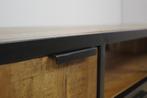 tv meubel 220 cm massief mangohout met metaal aanbieding, Nieuw, 200 cm of meer, Minder dan 100 cm, Metaal