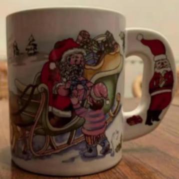 Kerstmis mok, beker kerstman, rendieren, sneeuw beschikbaar voor biedingen