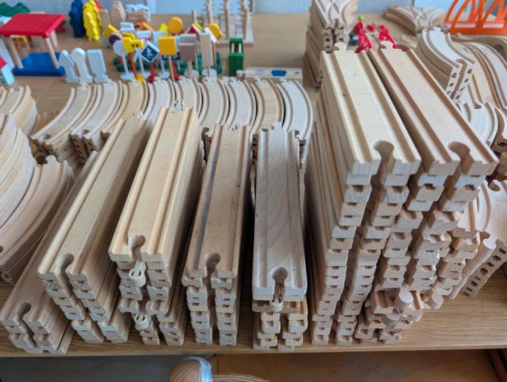 Grote Houten Treinbaan Set - 750 Delig!, Kinderen en Baby's, Speelgoed | Overig, Zo goed als nieuw, Jongen of Meisje, Ophalen