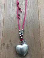 roze koord ketting met groot hart 48 cm, Ophalen of Verzenden, Zo goed als nieuw, Roze, Overige materialen