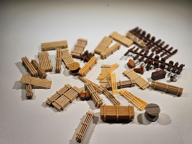 Lading kisten houten pallets vaten N spoor trein 1:160, Hobby en Vrije tijd, Modeltreinen | N-Spoor, Ophalen of Verzenden