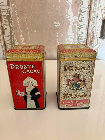2 oude Droste Cacao blikken brocante beschikbaar voor biedingen