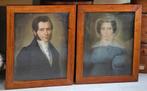 2 antieke Biedermeier pastel portretten (1820-1840) echtpaar, Antiek en Kunst, Kunst | Schilderijen | Klassiek, Ophalen of Verzenden