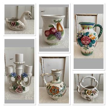 Brocante lepelvaasje - kan - kandelaartje - kruik - theepot beschikbaar voor biedingen