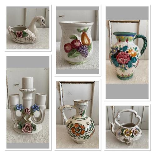 Brocante lepelvaasje - kan - kandelaartje - kruik - theepot, Antiek en Kunst, Curiosa en Brocante, Ophalen of Verzenden