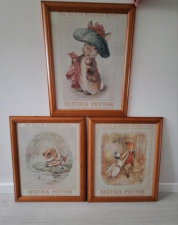 3 schilderijen Beatrix Potter in lijst beschikbaar voor biedingen
